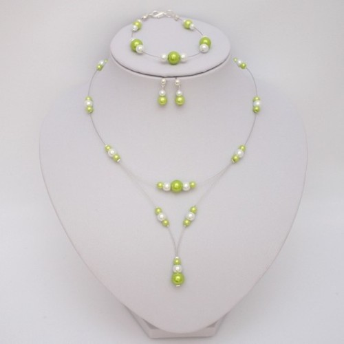 Bijoux mariage personnalisés en blanc et vert