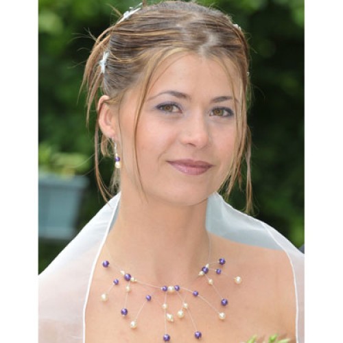 Bijoux de mariage  ivoire violet de Sonia