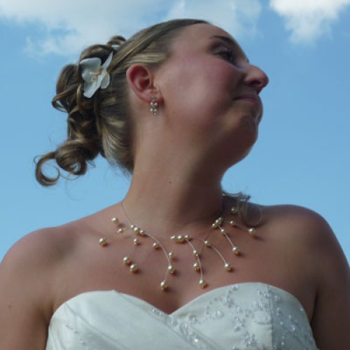 Collier de mariage cascade ivoire d'Aurore