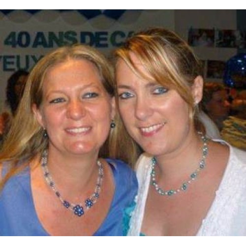 Bijoux d'anniversaire bleu blanc de Caroline et Virginie