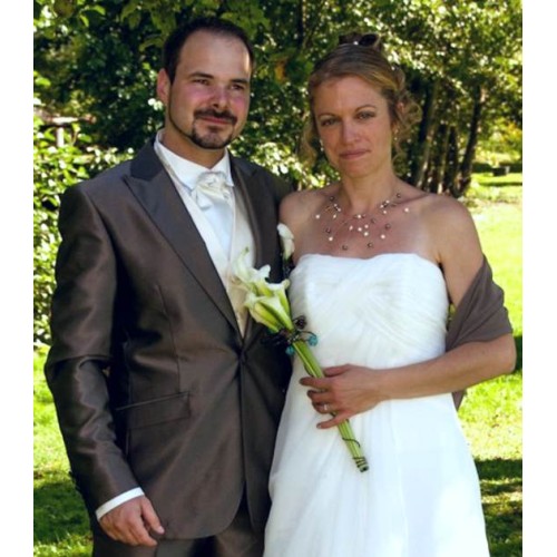 Bijoux de mariage blanc cassé brun de Marlène et Jean-Baptiste l