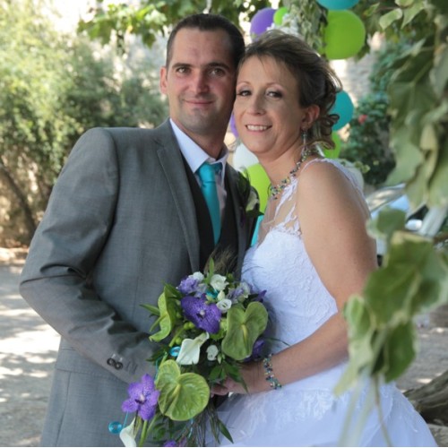 Bijoux de mariage blanc violet bleu vert de Céline et Fabien 