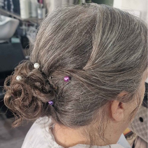 Épingles à cheveux perlées personnalisées violet blanc parme pour
