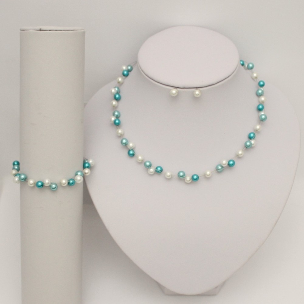 Bijoux de mariage blanc ivoire et turquoise d'Angélique